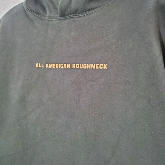 All American Roughneck Men Sweatshirt Large Black Hoodie Logo Pockets READ - Picture 2 of 11